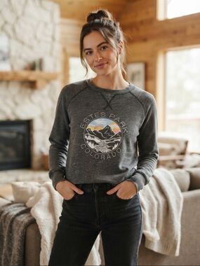 NEW Blue 84 Estes Park Colorado Graphic Crewneck Sweatshirt